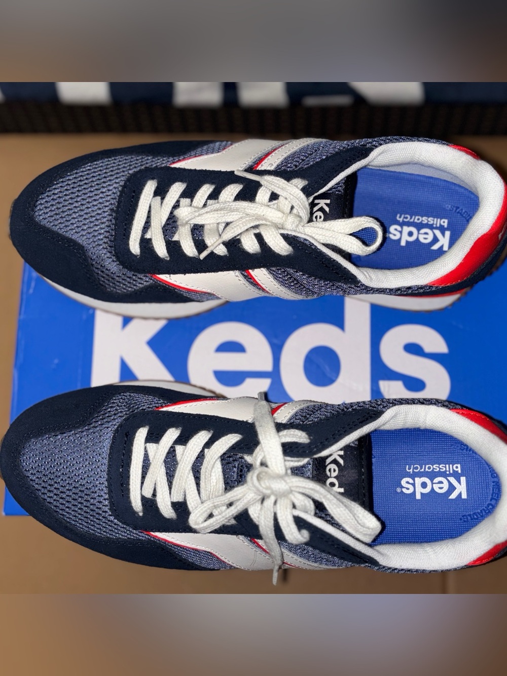 Keds Kids Navy, White & Red Retro Lace-Up Sneakers